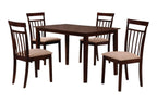 Five Piece Espresso Wood Dining Set with Four Chairs
