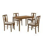 Five Piece Oak Solid Wood Dining Set with Four Chairs