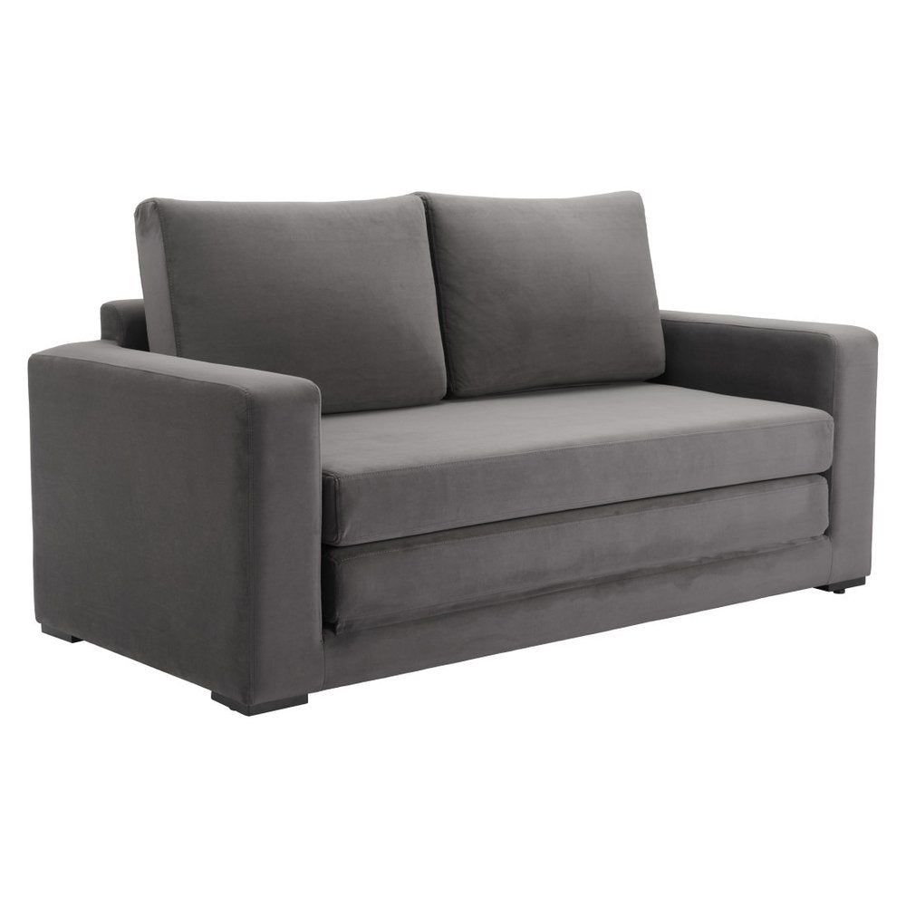 63" Gray Velvet Sleeper Sofa
