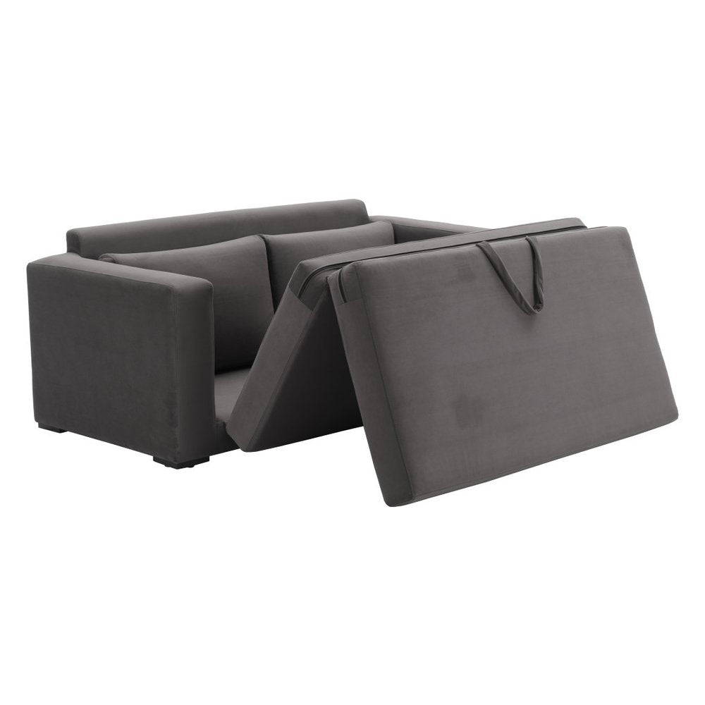 63" Gray Velvet Sleeper Sofa