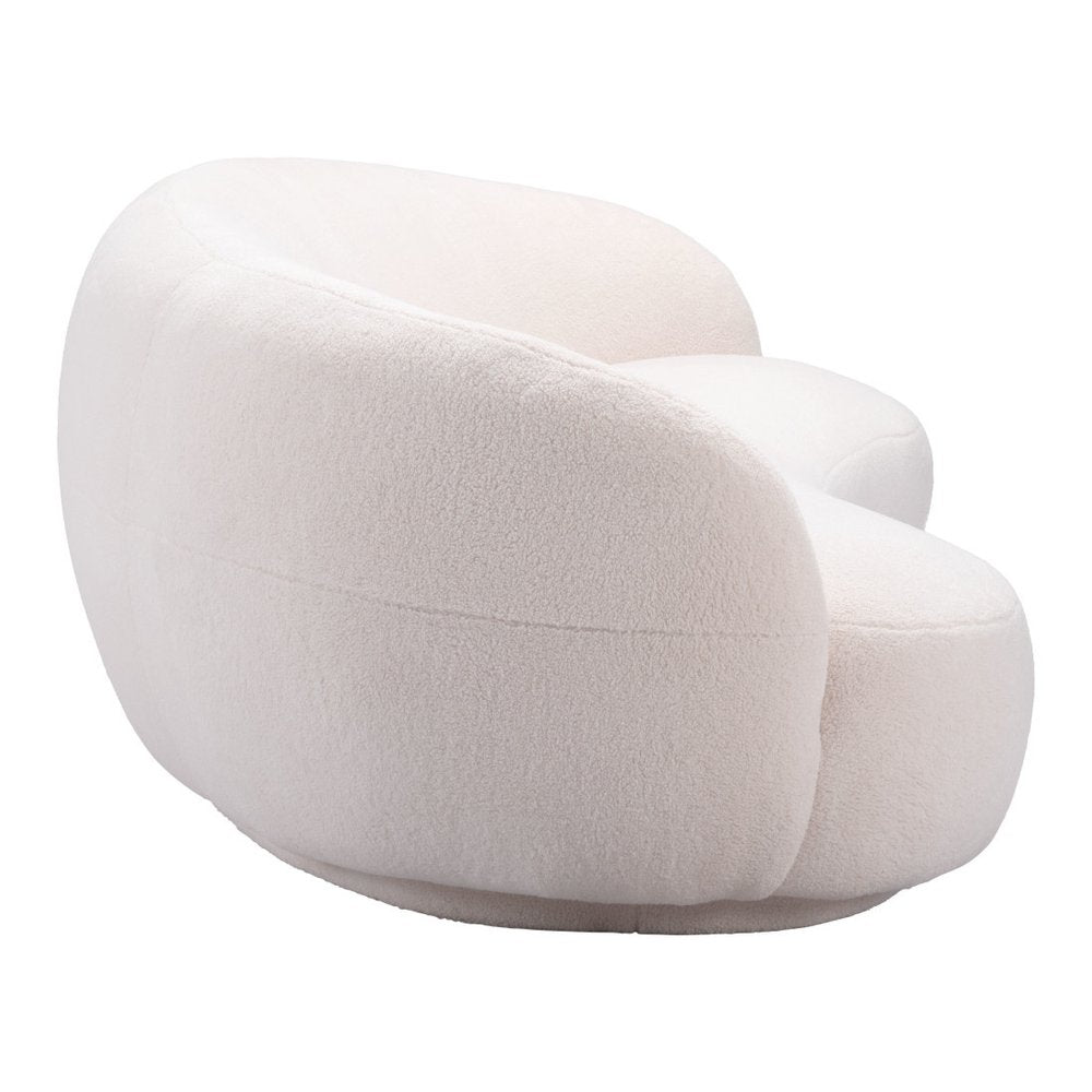 93" Cream Upholstered Curved Sofa