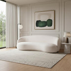 93" Cream Upholstered Curved Sofa