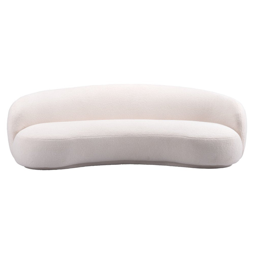 93" Cream Upholstered Curved Sofa