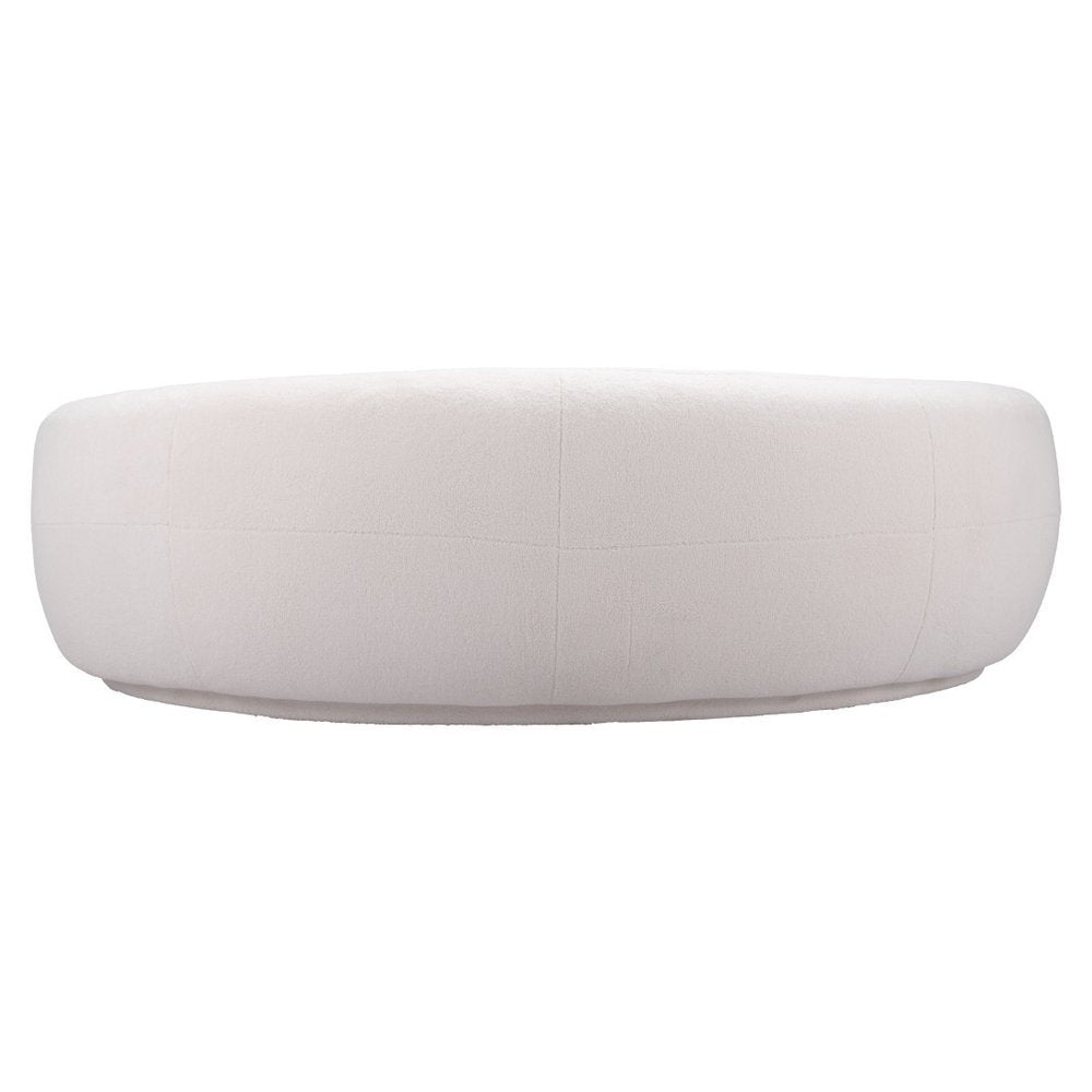 93" Cream Upholstered Curved Sofa