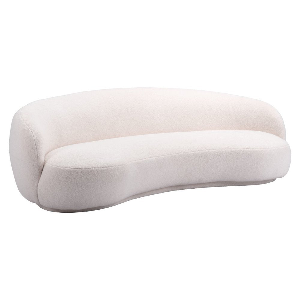 93" Cream Upholstered Curved Sofa