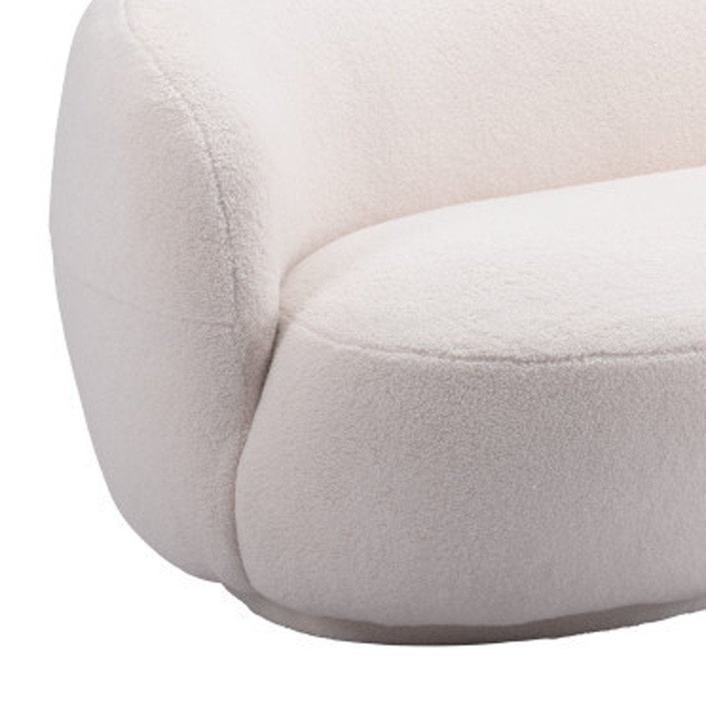 93" Cream Upholstered Curved Sofa