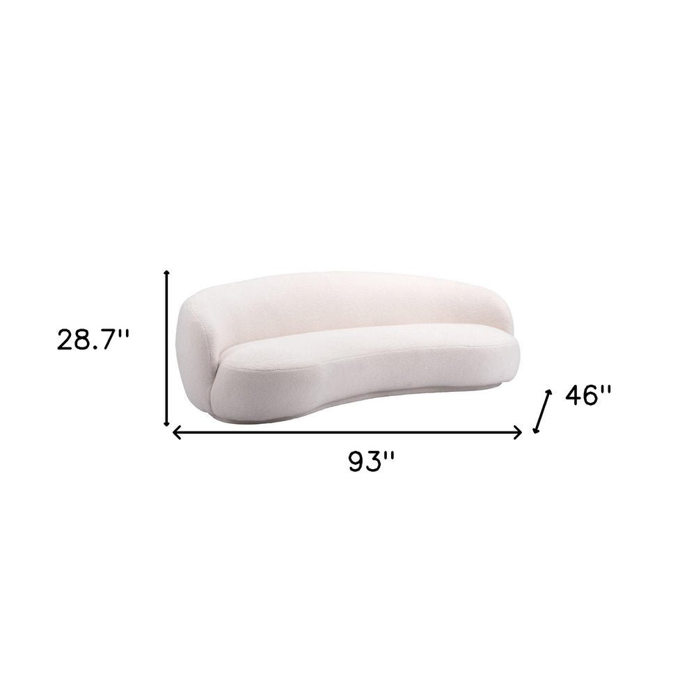 93" Cream Upholstered Curved Sofa