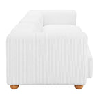 150" White Corduroy Sofa