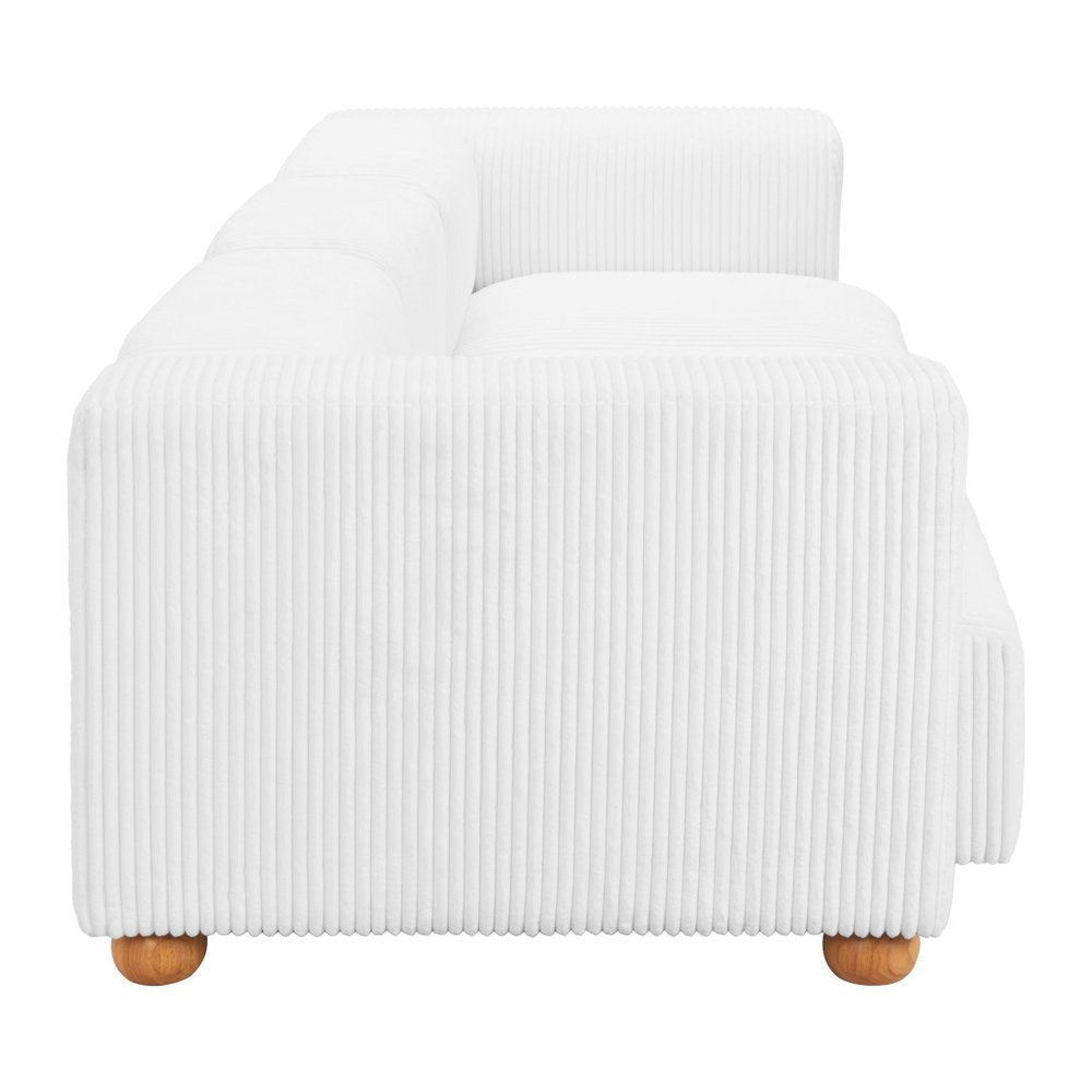 150" White Corduroy Sofa