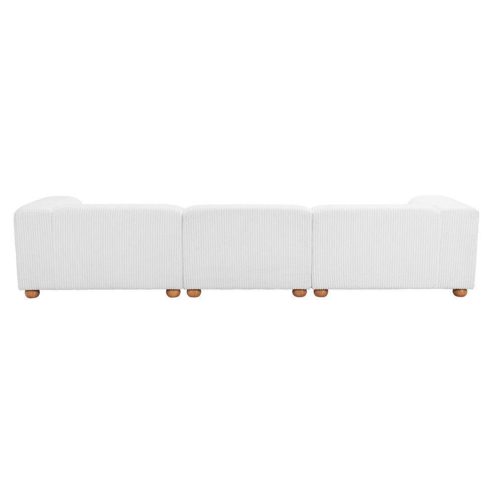 150" White Corduroy Sofa