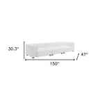 150" White Corduroy Sofa