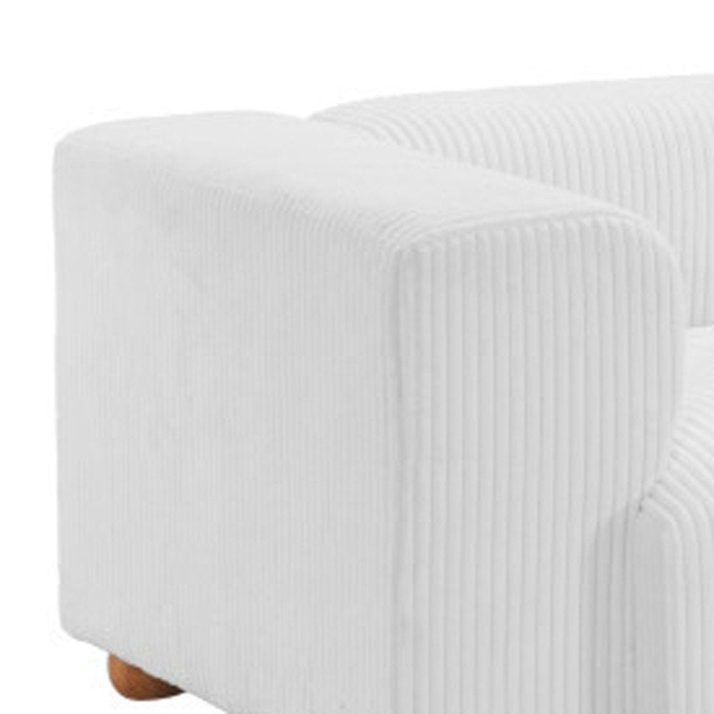 150" White Corduroy Sofa
