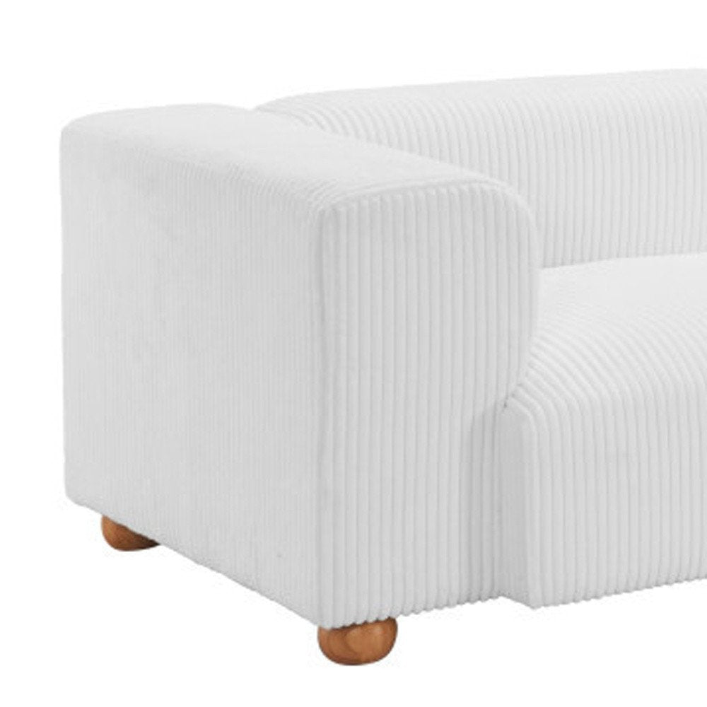 150" White Corduroy Sofa