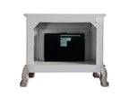 47" Bone Wood Ornate Carved Scrollwork Electric Free Standing Fireplace With Mantle