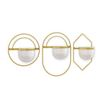 Set of Three Gold And White Metal 10 Ounce Wall Planters