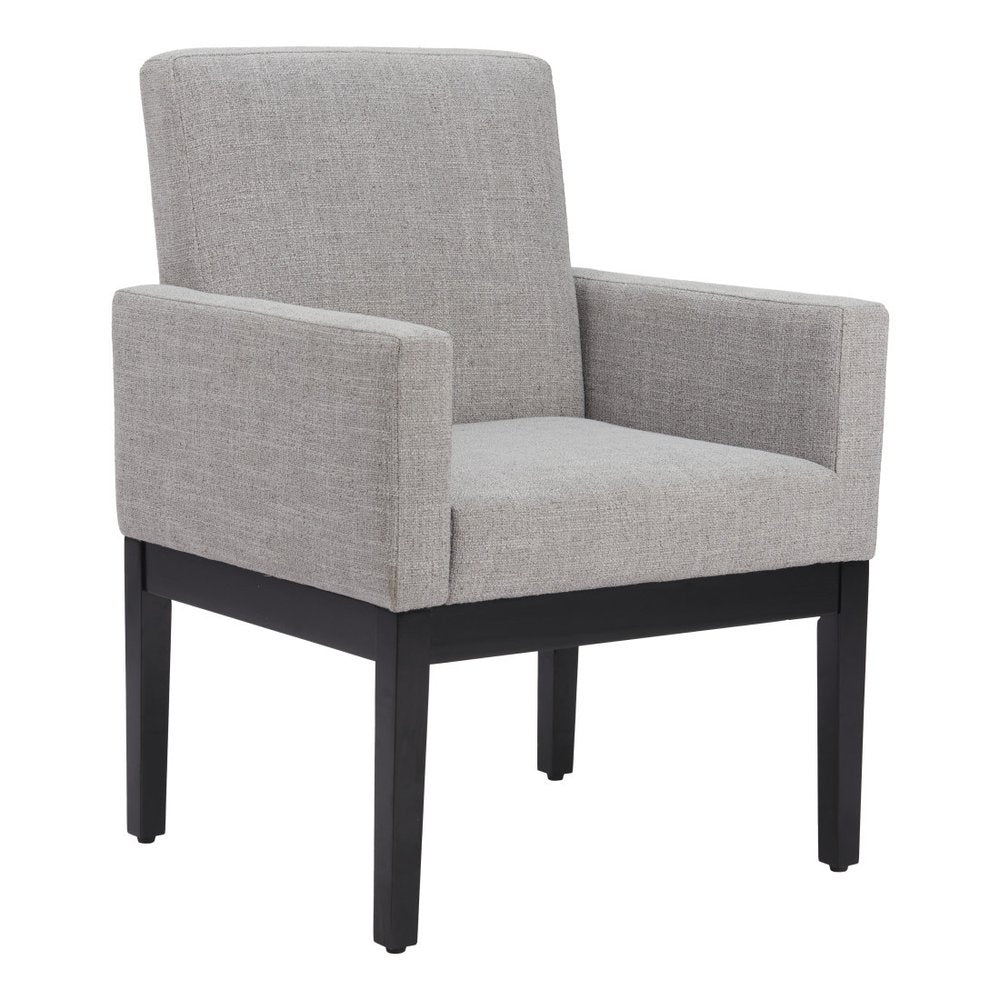Gray and Black Upholstered Dining Arm Chair