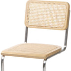 Set of Two Natural and Silver Steel Open Back Dining Side Chairs