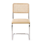 Set of Two Natural and Silver Steel Open Back Dining Side Chairs