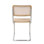 Set of Two Natural and Silver Steel Open Back Dining Side Chairs