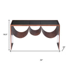 32" Black and Copper Mirrored Glass and Steel Solid Coffee Table