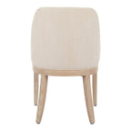 Beige And Natural Fabric And Wood Dining Side Chair