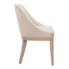 Beige And Natural Fabric And Wood Dining Side Chair
