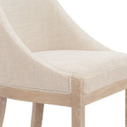 Beige And Natural Fabric And Wood Dining Side Chair