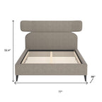 Brown Solid Wood And Upholstery Queen Bed Frame