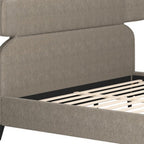 Brown Solid Wood And Upholstery King Bed Frame