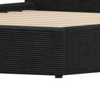 Black Ribbed Texture Velvet Upholstered Queen Bed Frame