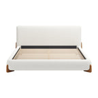 Ivory Solid Wood And Boucle King Bed Frame