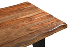 Seven Piece Brown and Black Solid Wood Dining Set with Six Chairs