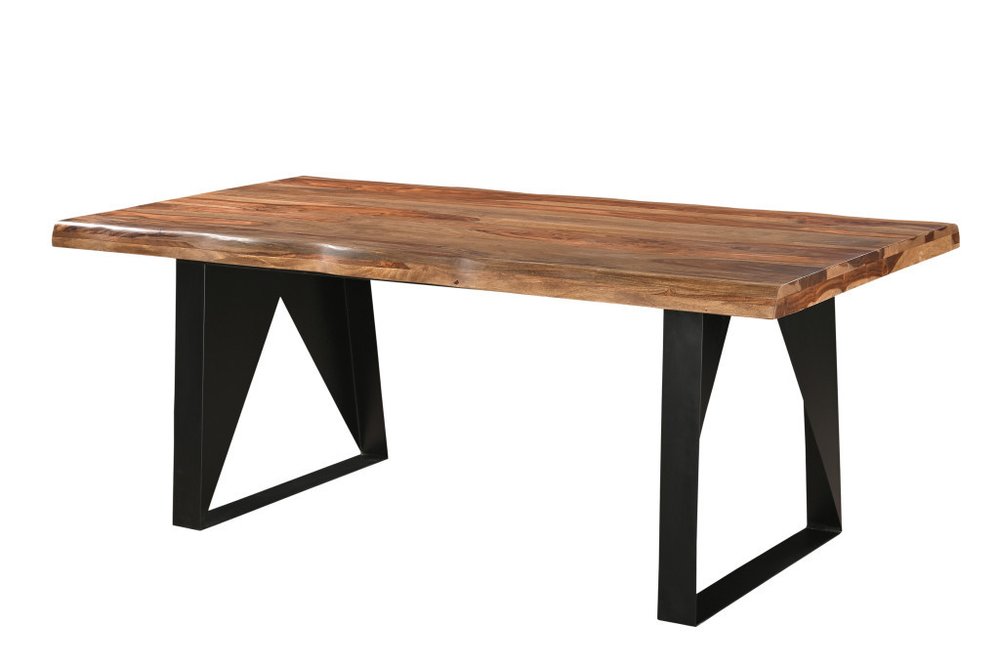 Seven Piece Brown and Black Solid Wood Dining Set with Six Chairs