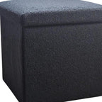 15" Black Boucle Cube Ottoman With Storage