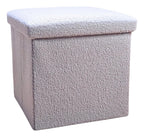15" Gray Boucle Cube Ottoman With Storage