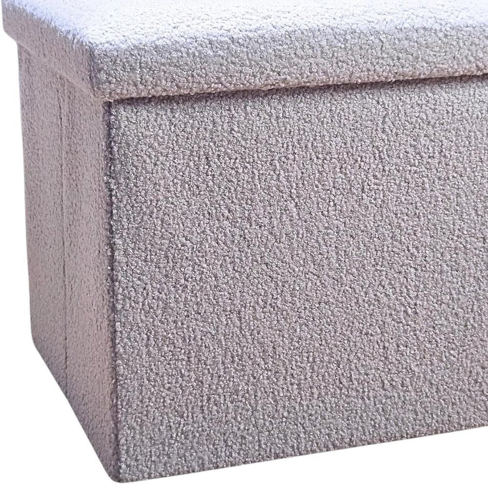 15" Gray Boucle Cube Ottoman With Storage