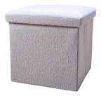 15" Gray Boucle Cube Ottoman With Storage