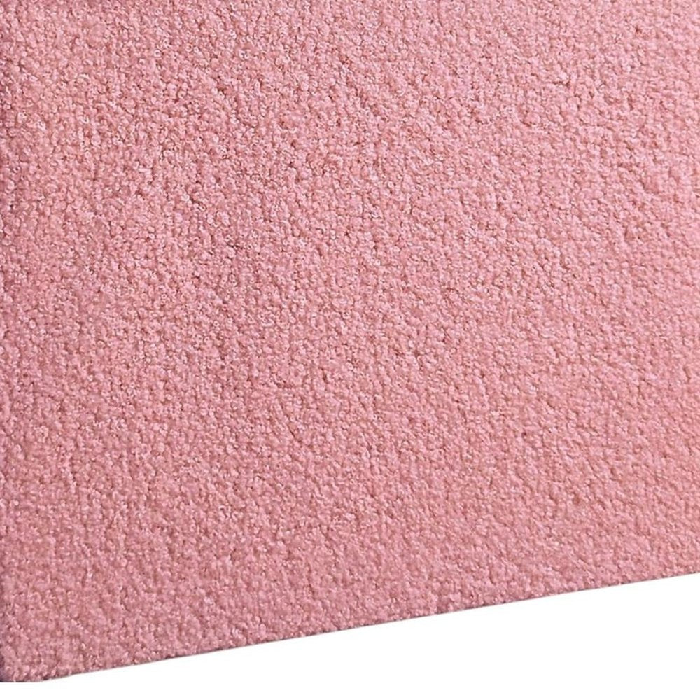 15" Pink Boucle Cube Ottoman With Storage