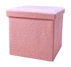 30" Pink Boucle Ottoman With Storage