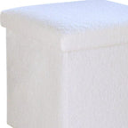 15" White Boucle Cube Ottoman With Storage