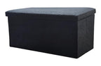 15" Black Boucle Cube Ottoman With Storage