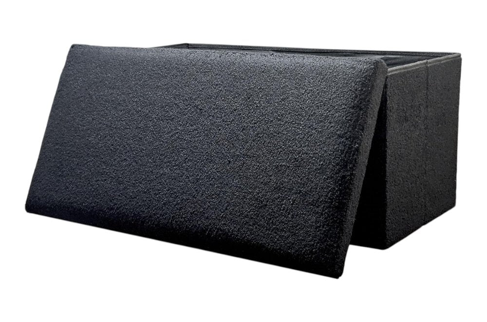 15" Black Boucle Cube Ottoman With Storage