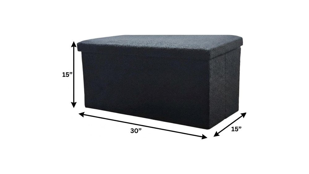 15" Black Boucle Cube Ottoman With Storage