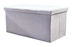 15" Gray Boucle Cube Ottoman With Storage
