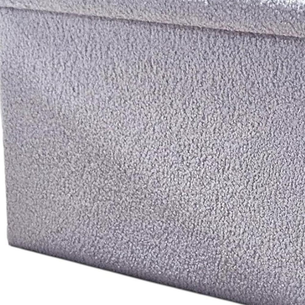 15" Gray Boucle Cube Ottoman With Storage