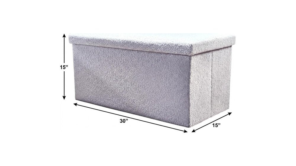 15" Gray Boucle Cube Ottoman With Storage