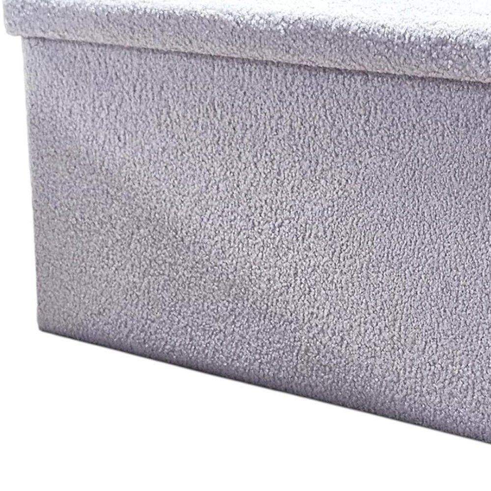15" Gray Boucle Cube Ottoman With Storage