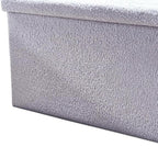 15" Gray Boucle Cube Ottoman With Storage