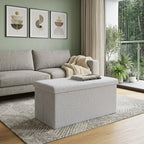 15" Gray Boucle Cube Ottoman With Storage