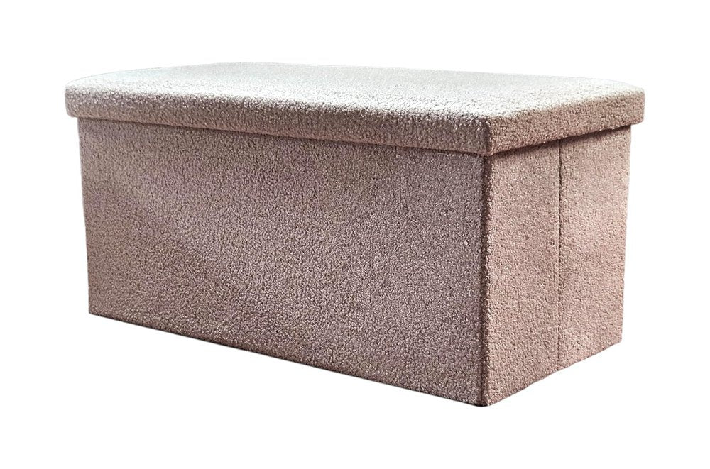 15" Taupe Boucle Cube Ottoman With Storage